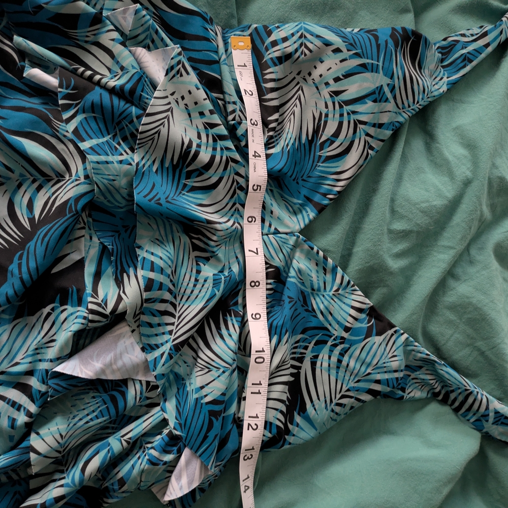 Time and Tru Blue Leaf Print Tankini Top - Picture 5 of 5